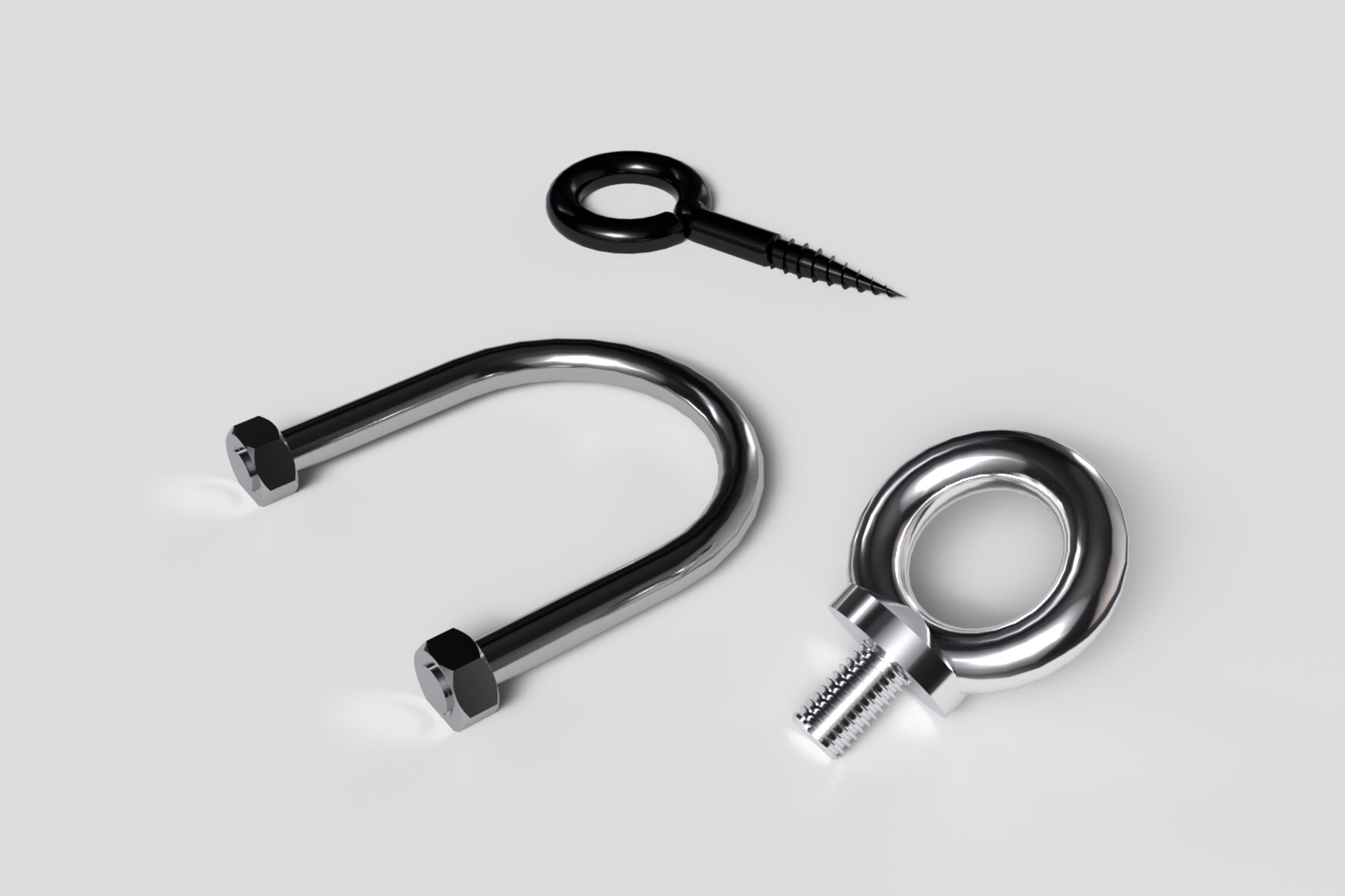 Eye Bolt and Hook Fasteners for Display Signage