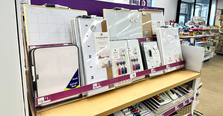 White board display in store